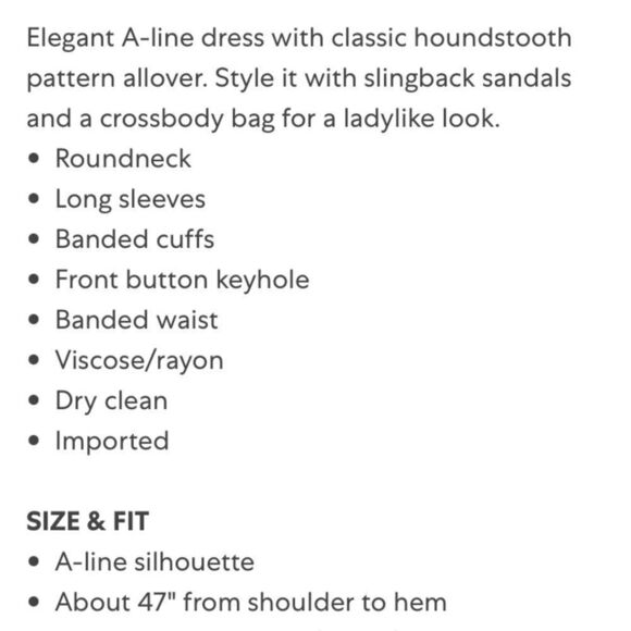 Equipment Magnolia Banded Drop Waist Houndstooth Print Midi Dress Size 2 - Picture 16 of 16